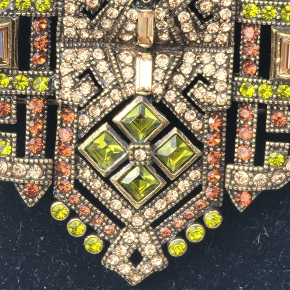 Heidi Daus Pendant Brooch Multicolor Green Brown Yellow Art Deco Diamond Shape - Picture 3 of 14